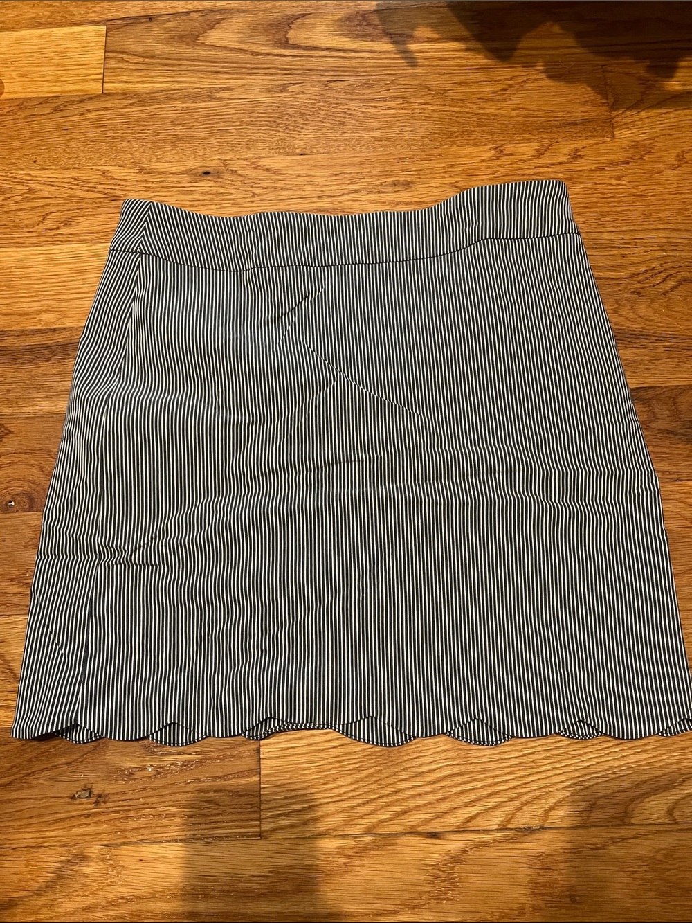 Striped Black and White Scallop Hem Skort